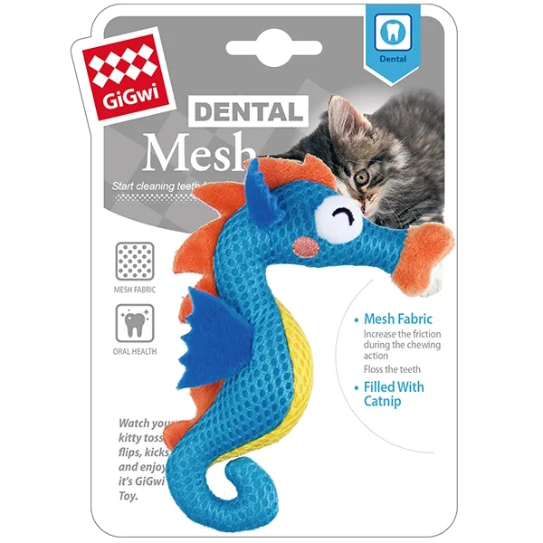 GiGwi Dental Mesh Catnip Seahorse product photo